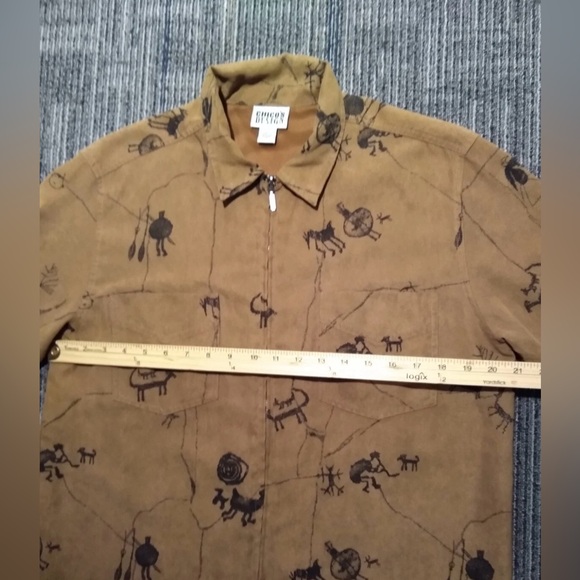 Vintage Chico's light Jacket size L women’s Brown Native - Picture 10 of 11